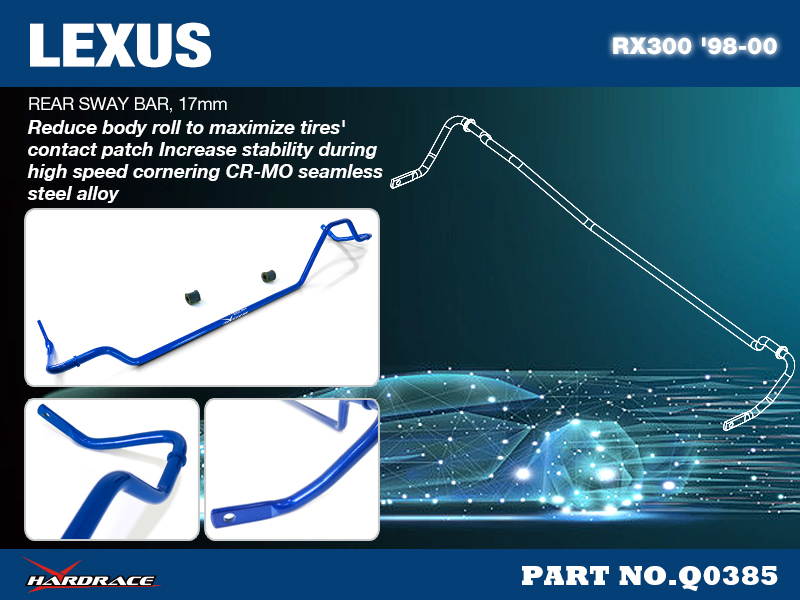 LEXUS RX300 '98-00 AWD
REAR SWAY BAR, 17mm - 3PCS/SET