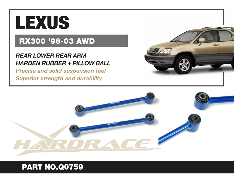 LEXUS RX300 '98-03 AWD
Bakre Sido ARM - Bakre
(Länklager + Hårdare Gummi) - 2 St/Sats