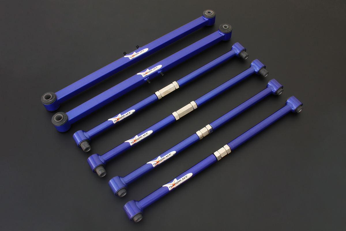 MAZDA PROTEGE/323/TIERRA/PREMACY
ADJUSTABLE REAR LATERAL ARM + TRAILING ARM(HARDEN RUBBER) 6PCS/SET