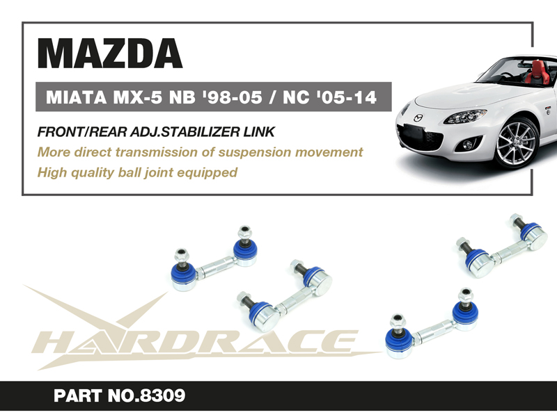 MAZDA MIATA NB '98-05 FRONT&REAR/ NC '05-14 FRONT ADJ. REINFORCED STABILIZER LINK 2PCS/SET