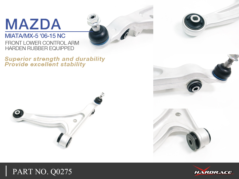 MAZDA MIATA/MX-5 '06-15 NC/RX-8 '03-12
FRONT LOWER CONTROL ARM
(HARDEN RUBBER) - 2PCS/SET