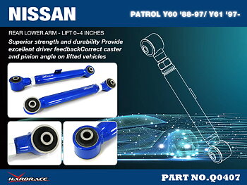 NISSAN PATROL Y60 '88-97/ Y61 '97-
Bakre Övre Bärarm - LIFT 0~4INCHES
(Hårdare Gummi) - 2 St/Sats