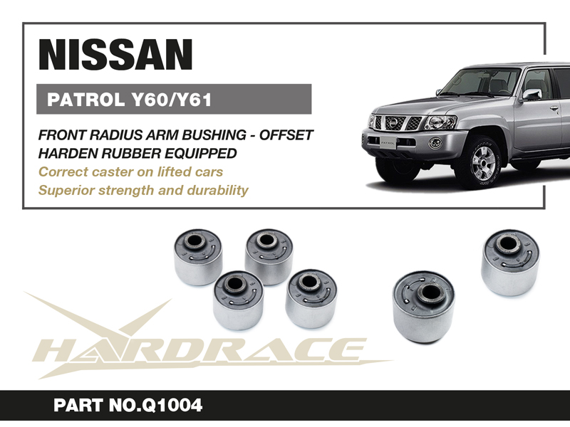 NISSAN PATROL '87-97 Y60/ '97- Y61 TOYOTA LANDCRUISER '90-97 J80/'98-07 J105 Främre CASTOR ADJUSTMENT Bussning (Hårdare Gummi) - 4 St/Sats FOR 0-3' LIFTED, CASTER -2.5 ~ +2.5 DEGREES