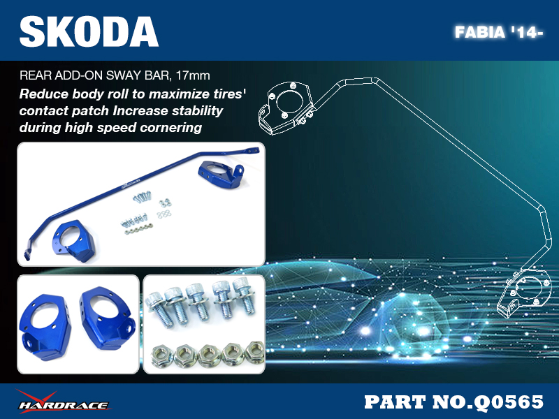 SKODA FABIA '14-
REAR ADD-ON SWAY BAR 17MM V2. - 3PCS/SET