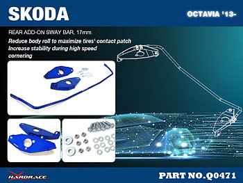 SKODA OCTAVIA MK3 '13-
REAR ADD-ON SWAY BAR, 17MM - 3PCS/SET