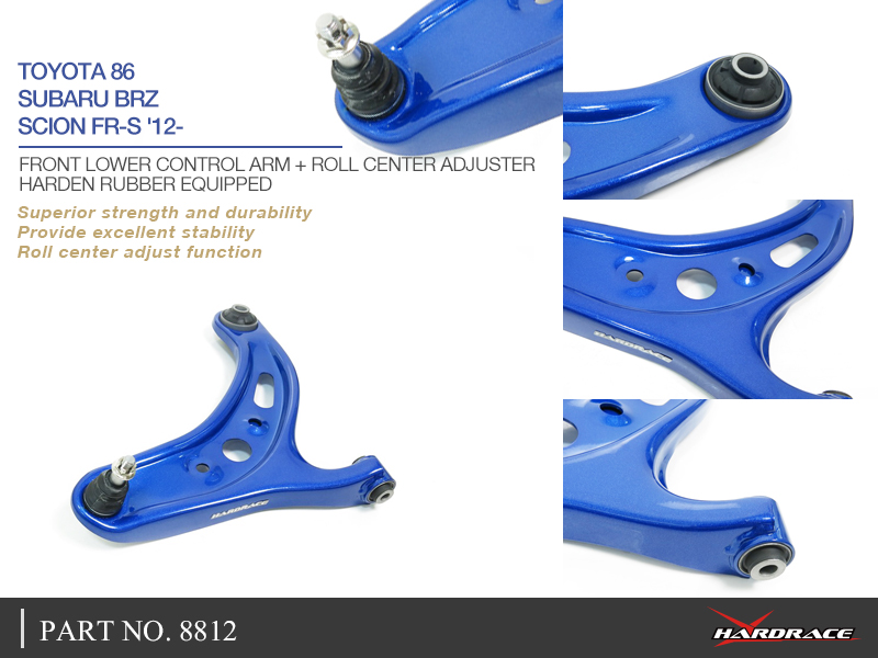 TOYOTA 86/SUBARU BRZ/SCION FR-S '12-
Främre undre bärarm + ROLL CENTER ADJUSTER
(Hårdare Gummi) 2 St/Sats
