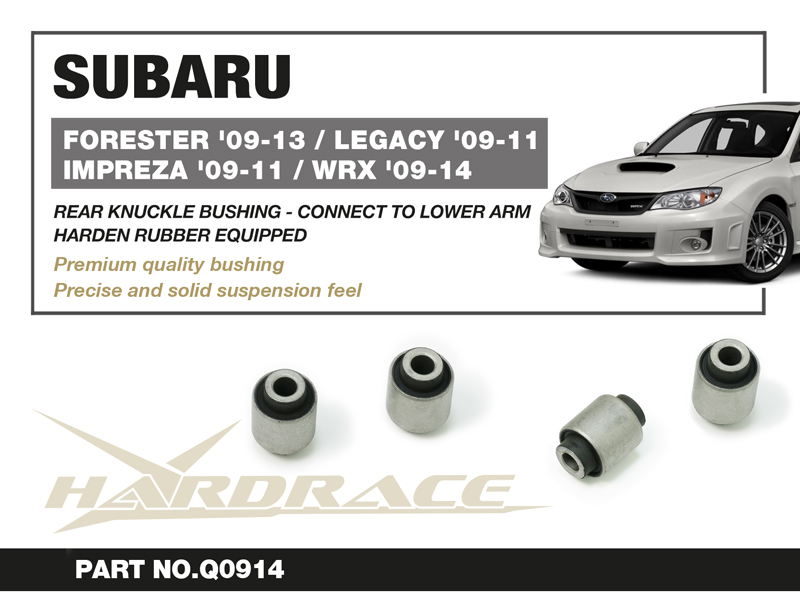 SUBARU FORESTER '09-13/LEGACY '09-11/
IMPREZA '09-11/WRX '09-14
Bakre KNUCKLE Bussning - CONNECT TO Bärarm
(Hårdare Gummi) - 2 St/Sats