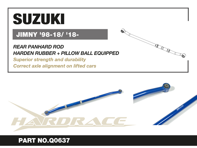 SUZUKI JIMNY '98-18/ '18- 
REAR PANHARD ROD V2.
(HARDEN RUBBER+PILLOW BALL) - 1PCS/SET