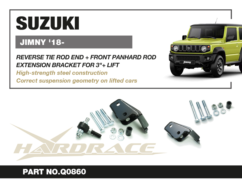 SUZUKI JIMNY '18-
REVERSE TIE ROD END + FRONT PANHARD ROD EXTENSION BRACKET
FOR LHD USE / FOR 3"+ LIFT- 2PCS/SET