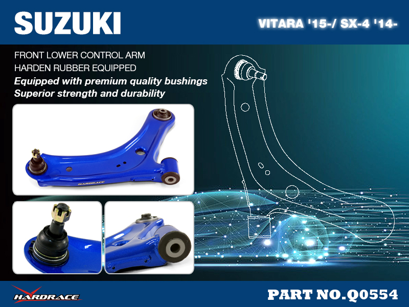 SUZUKI VITARA '15-/ SX-4 '14-
FRONT LOWER CONTROL ARM
(HARDEN RUBBER) - 2PCS/SET