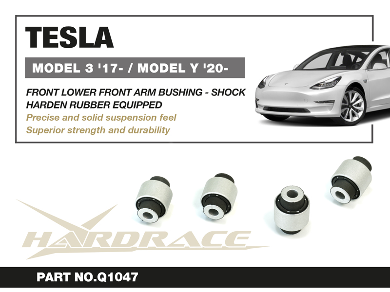 TESLA MODEL 3 '17- Främre LOWER Främre STRAIGHT ARM Stötdemper Bussning (Hårdare Gummi) - 2 St/Sats