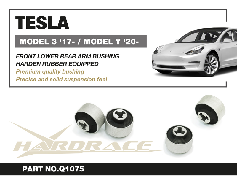 TESLA MODEL 3 '17-/ MODEL Y '20- FRONT LOWER REAR CURVED ARM BUSHING (HARDEN RUBBER) - 2PCS/SET