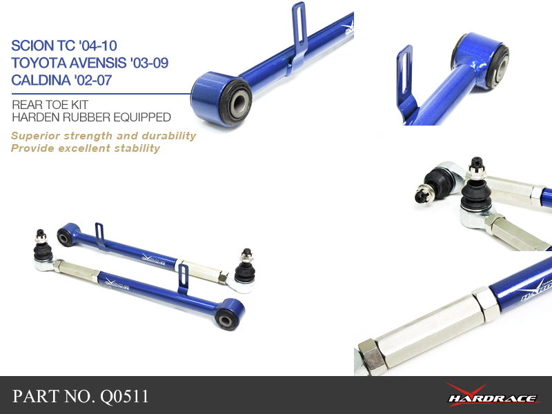 SCION TC '04-10/ TOYOTA AVENSIS '03-09/ CALDINA '02-07
Bakre TOE KIT
(Hårdare Gummi) -2 St/Sats