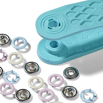 Prym tryckknappar 8mm blå-vit-rosa