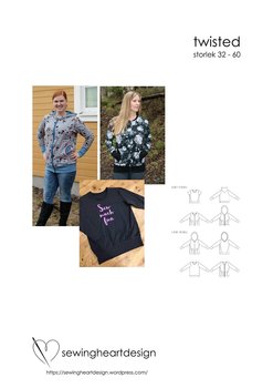 Twisted sweatshirt, hoodie, cardigan. Size 32-60