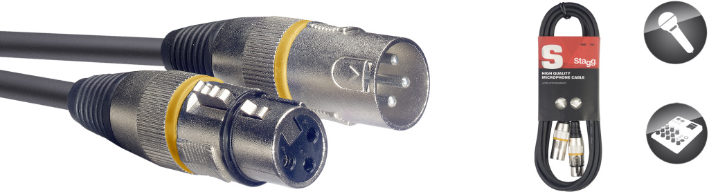 1M/3FT MIKE CBL XLRf-XLRm/YEL - 2
