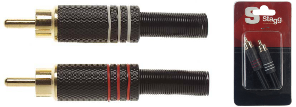 2 Rca Male Plug-Nickel Plt Bk - 2