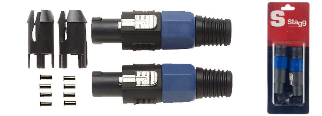 2 Speaker Male Plug 4 Pins-Bla - 2