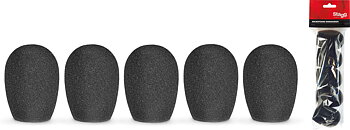 5 Blk Mic Windscreens-O.D 25Mm