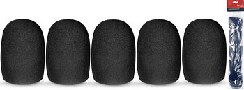 5 Blk Mic Windscreens-O.D 49Mm