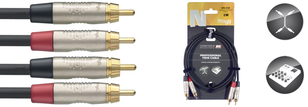 2M/6FT TWIN CBL RCAm-RCAm DLX - 2