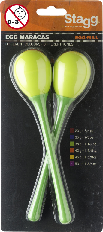 2Pc Egg Maracas L/1 1/4Oz/Grn
