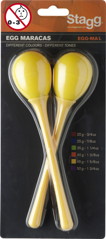 2Pc Egg Maracas L/5/8Oz/Yellow