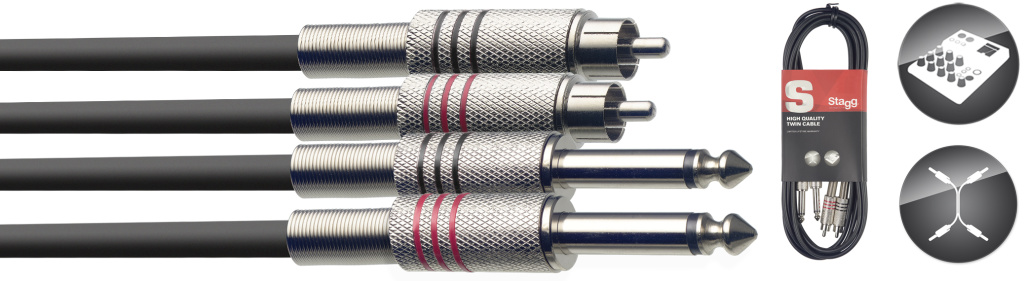 60CM/2FT TWIN CABLE PLUG-RCAm - 2