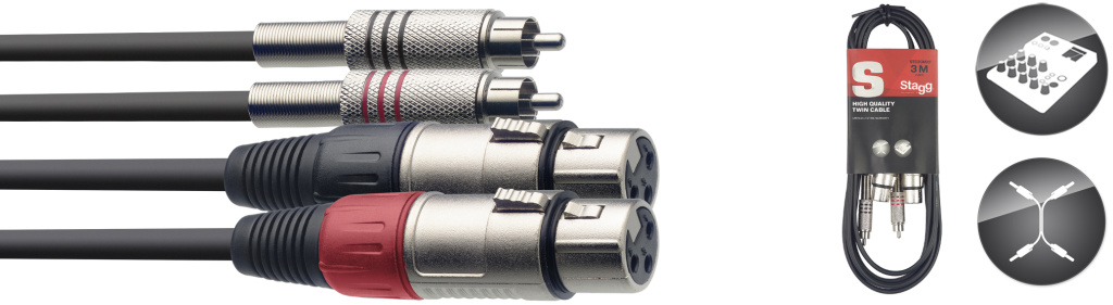 60CM/2FT TWIN CABLE RCAm-XLRf - 2