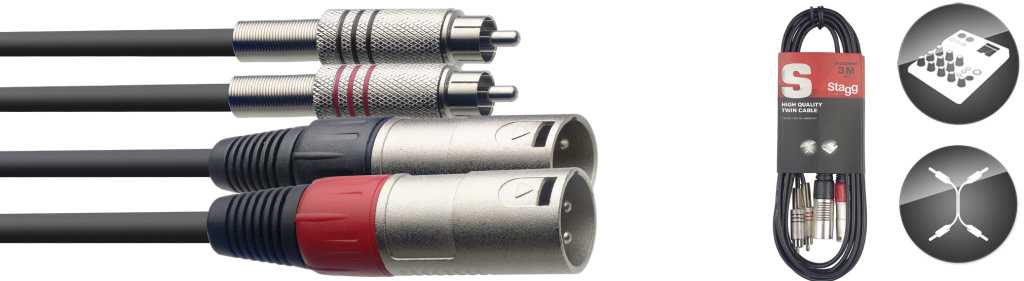 60CM/2FT TWIN CABLE RCAm-XLRm - 2