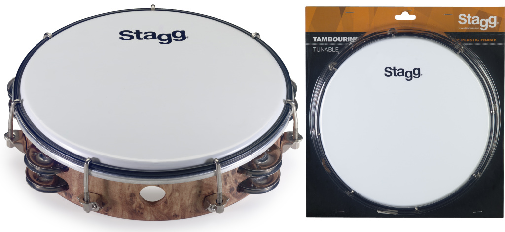 8"Tambourine 2Rw Jg/Plst Wood - 2