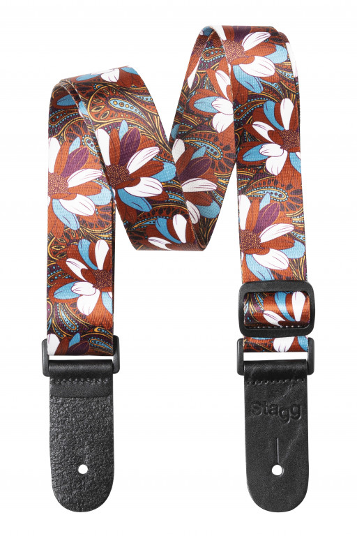 Terylen Uke Strap Flower Brown