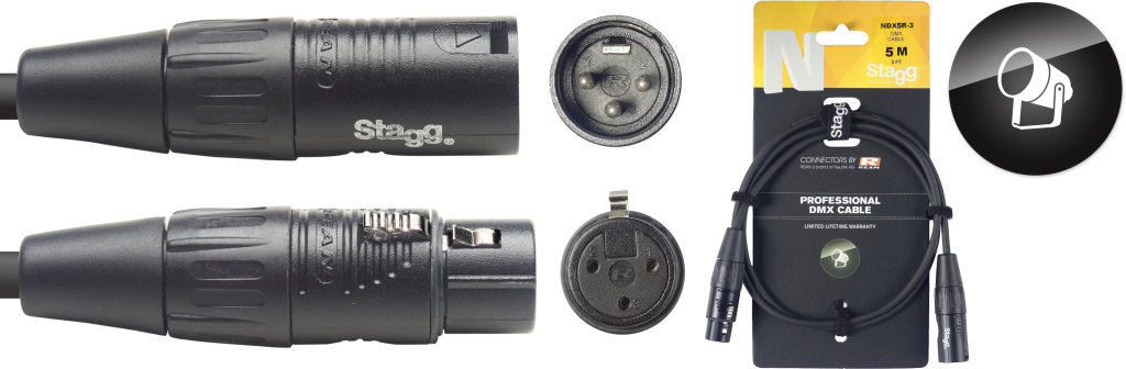 5M/16F Dmx Cbl Xlrf-Xlrm 3P Bk