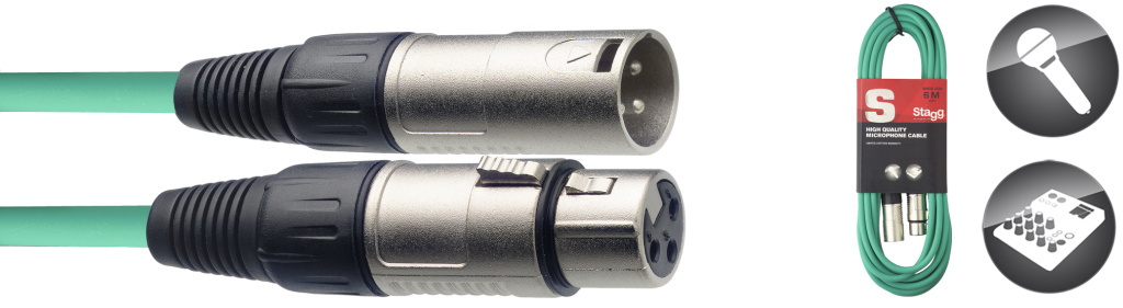 6M/20F Green Mic Cbl Xlrf-Xlrm