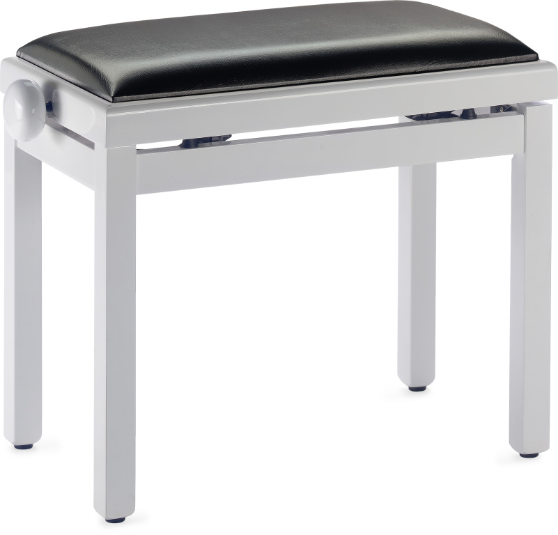 White Pianobench,Polished+Vinyl Top