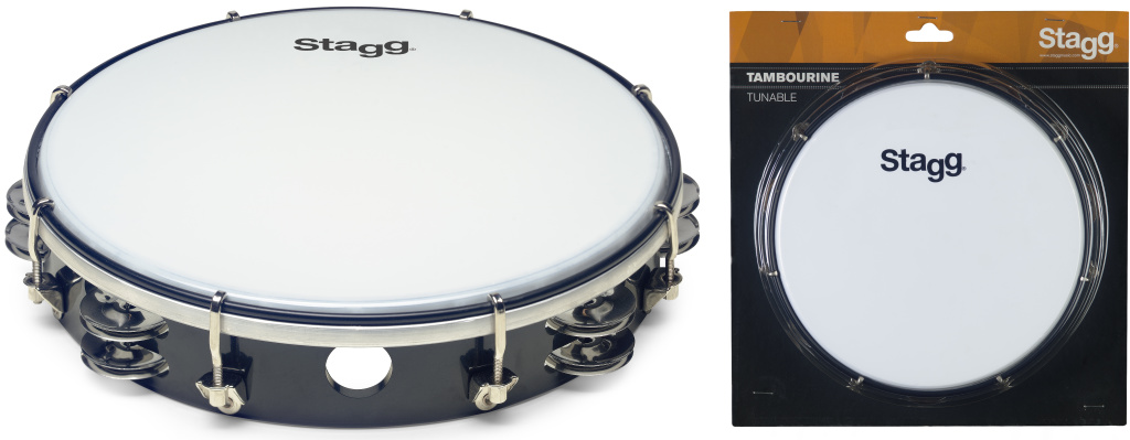 10"Tambourine 2Row Jg/Plast Bk - 2
