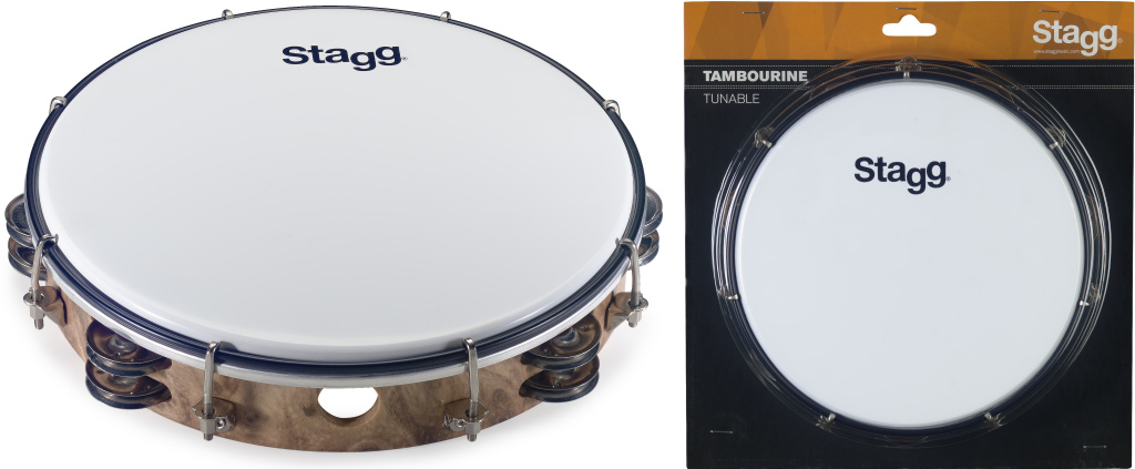 10"Tambourine 2Rw Jg/Plst Wood - 2