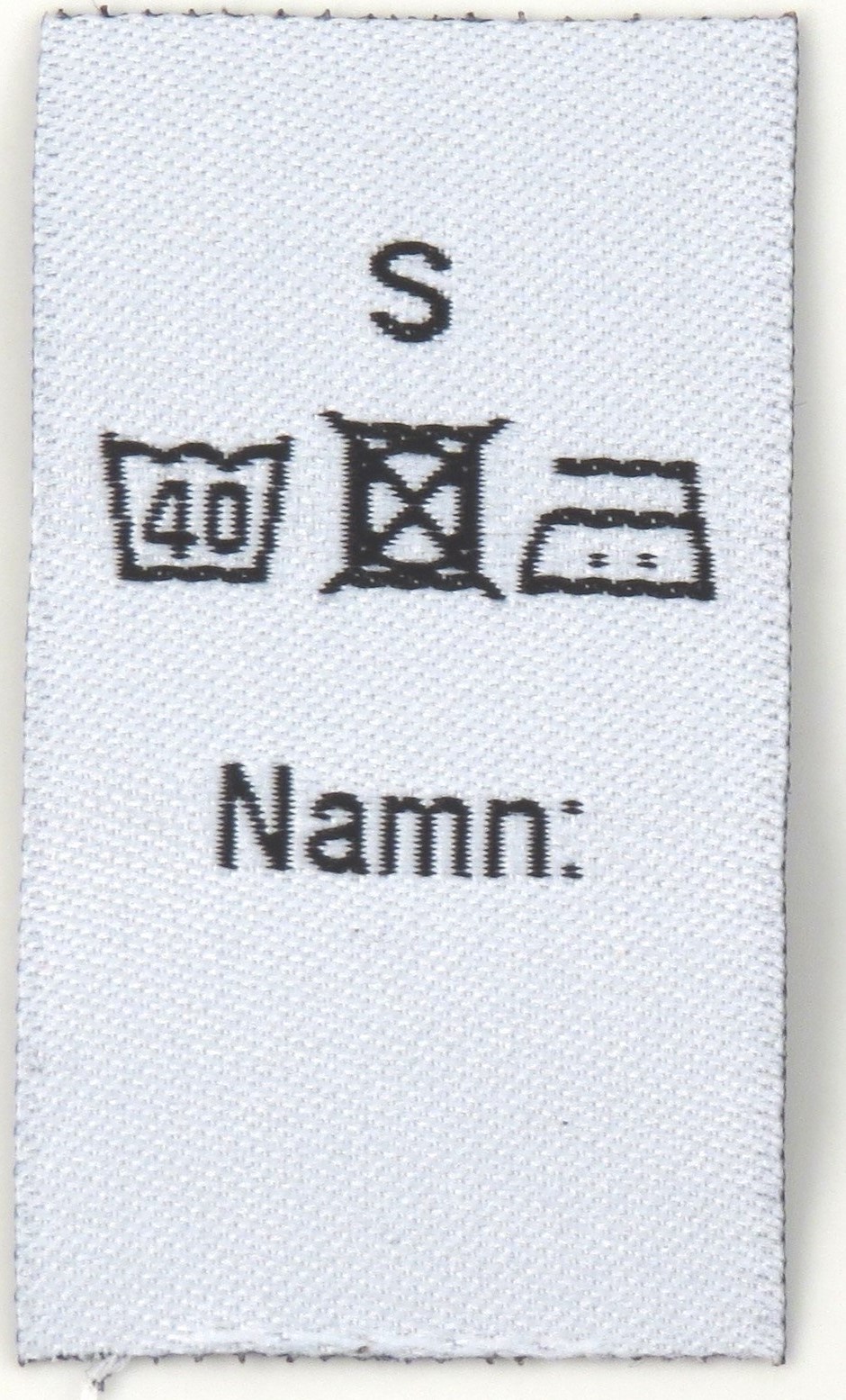 Big woven sizelabel with washinginstructions S