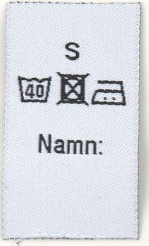 Big woven sizelabel with washinginstructions S