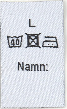 Big woven sizelabel with washinginstructions L