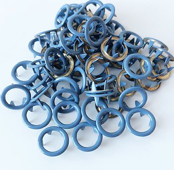 Snap-on button ring Dull blue