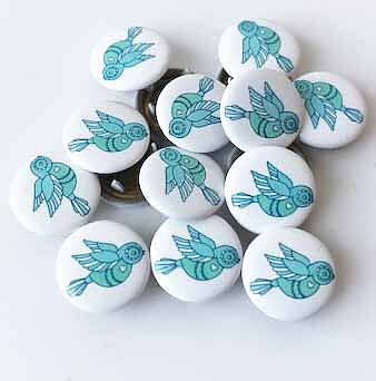 Snap-on button Blue bird Vintage in my heart
