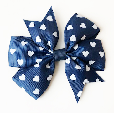 Bow Navy hearts 80x80mm