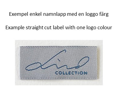 Enkel vävd namnlapp egen design mall D-F 1 färger logga 500st - 2