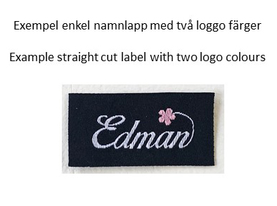 Enkel vävd namnlapp egen design mall D-F 2 färger logga 500st - 2