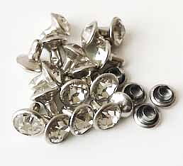 Rivet rihnestone silvercolourd/crystal round 7mm