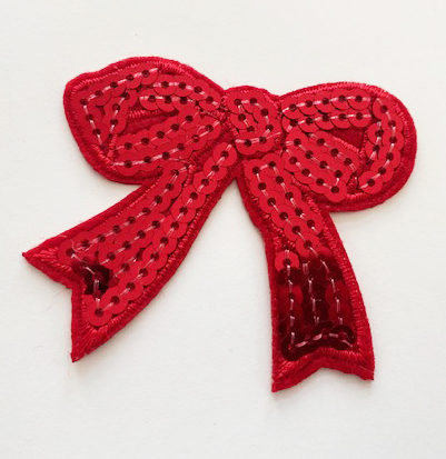 Applique sequin bow red