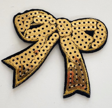 Applique sequin bow goldcolourd