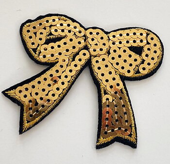 Applique sequin bow goldcolourd