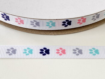 Printed ribbon pawprint 10mm